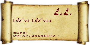 Lövi Lívia névjegykártya